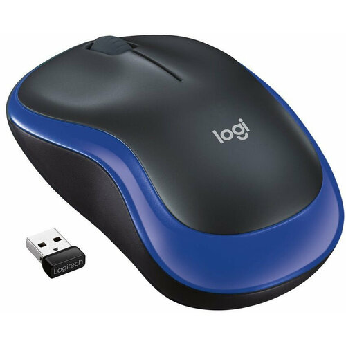 Мышь Logitech M185 черныйсиний оптическая 1000dpi беспроводная USB1.1 для ноутбука 2but logitech pebble wireless bluetooth mouse 1000dpi thin optical tracking mice computer peripheral