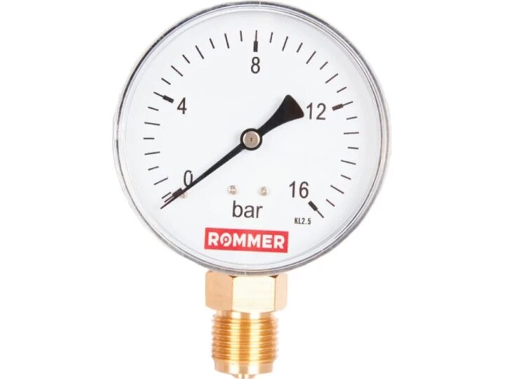 Манометр радиальный 100 мм, 16 бар, 1/2" ROMMER (RIM-0010-101615)