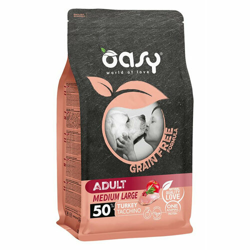 Oasy Dry Grain Free MediumLarge Breed Professional сухой корм для взрослых собак средних и крупных пород беззерновой с индейкой oasy dry cat grain free adult turkey сухой корм для взрослых кошек беззерновой с индейкой 300 г