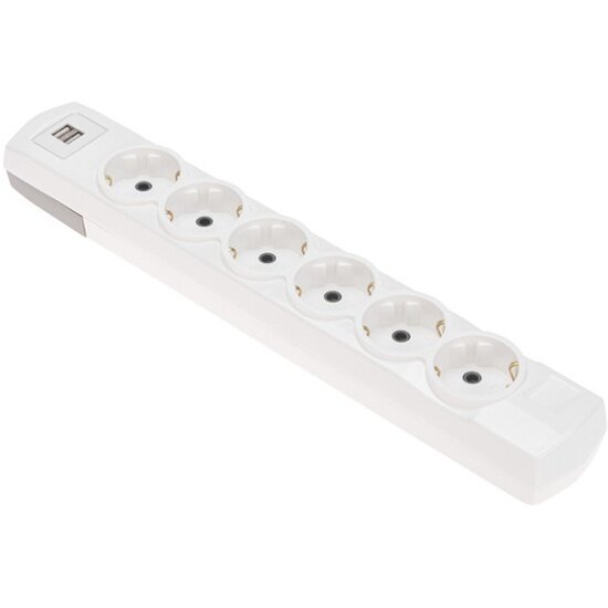 Колодка Rexant PREMIUM 6 розеток 2 USB с/з белый