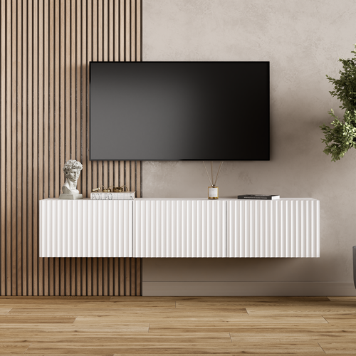 Подвесная тумба под телевизор A-A Mebel Глэйсер, 3 ящика, цвет белый, 148 x 30 x 29 см