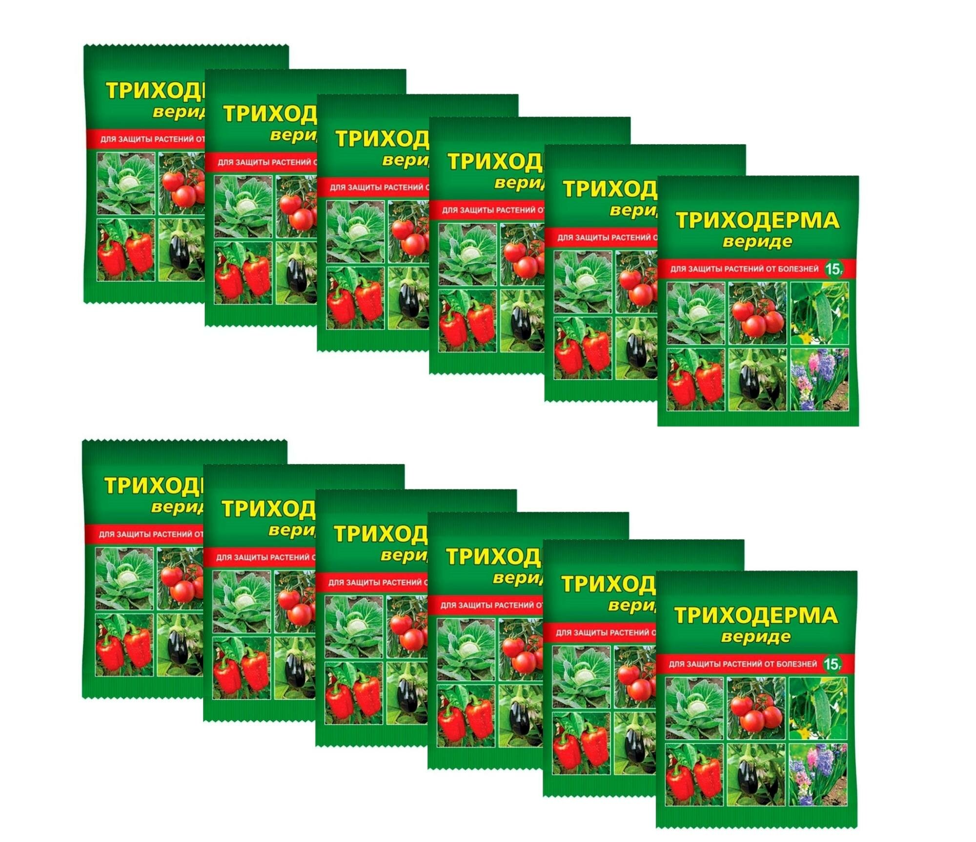 Биопрепарат Триходерма вериде для защиты растений от болезней 15 г, 12 шт