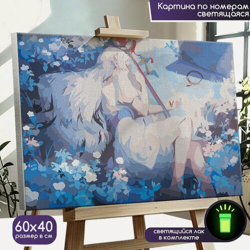 Изображение товара Картина по номерам со светящейся краской аниме Фрирен (Frieren, маг, эльф, цветы) - 1003 Г 60х40