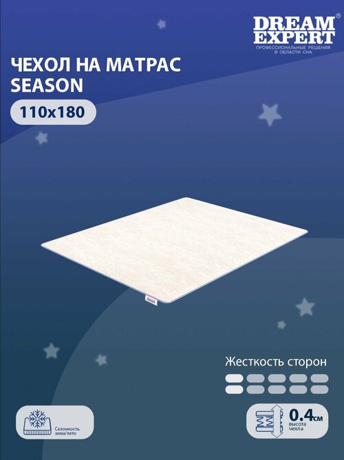 Чехол для матраса защитный сезонный DreamExpert Season 110x180 на резинках по углам, Овечья шерсть, высотой до 25 см, защитный чехол на матрас, Наматрасник-чехол