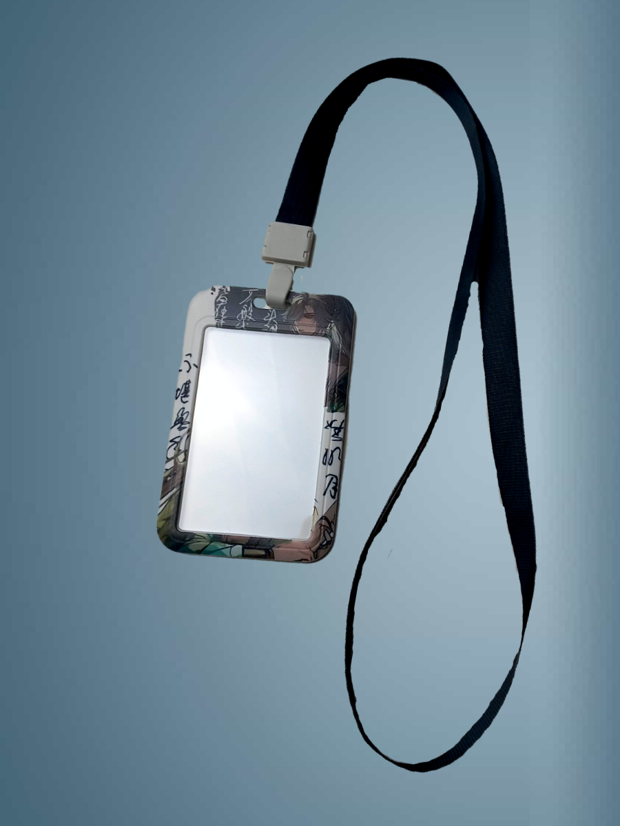 Чехол для бейджа Melody, на ленте, пластик, вертикальное крепление, серо-зелёный — фото 1