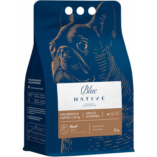 BLUE NATIVE HOLISTIC MINI BREEDS PUPPIES BEEF для щенков и собак маленьких пород с говядиной 2 кг 2145₽
