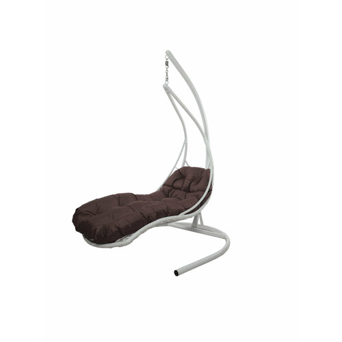 Подвесное кресло M-group лежачее, с ротангом белое коричневая подушка кресло m group чил черный 12360405 коричневая подушка