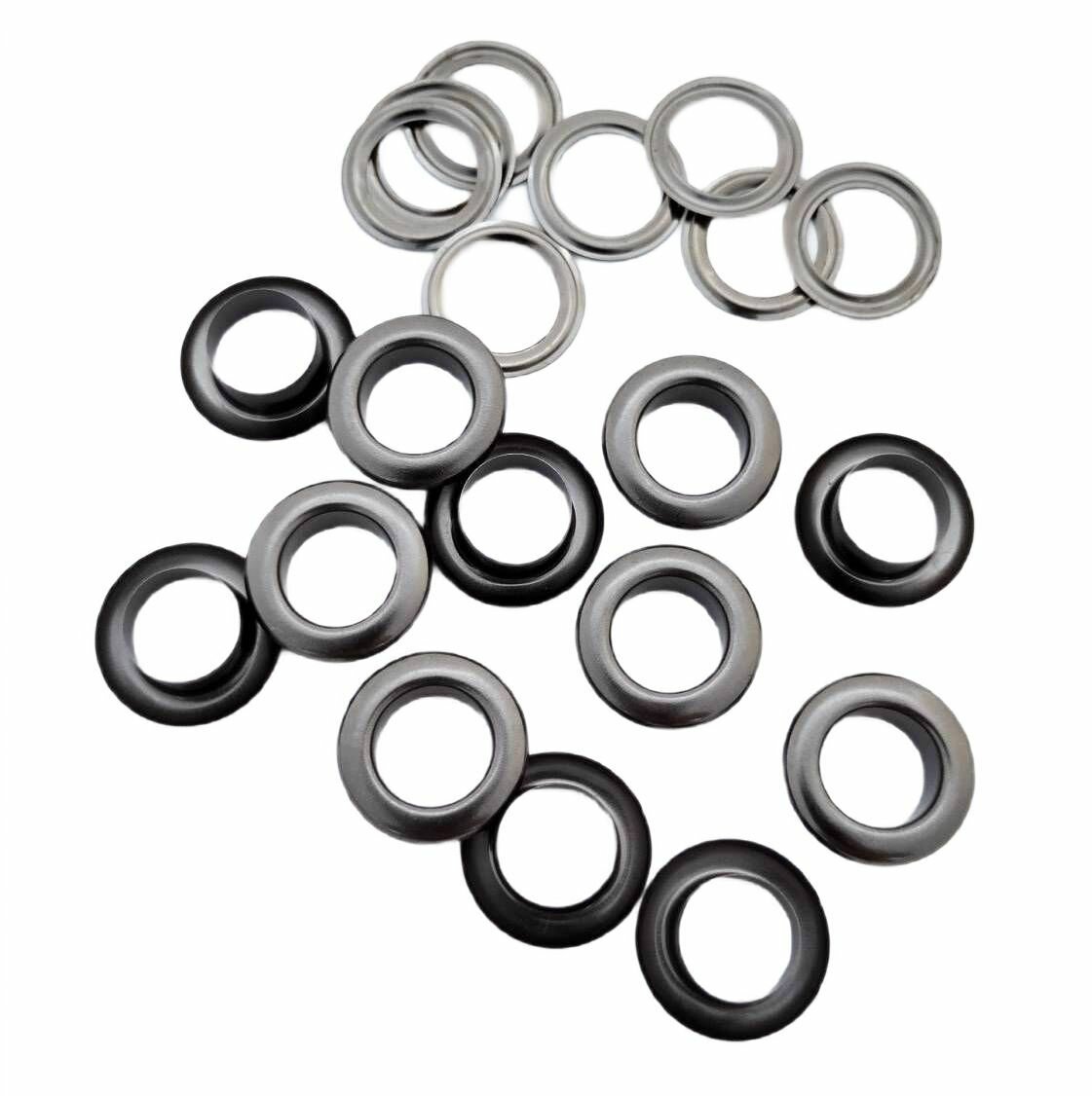 фото Люверс 10 мм стальной, цвет черный никель, 100 шт