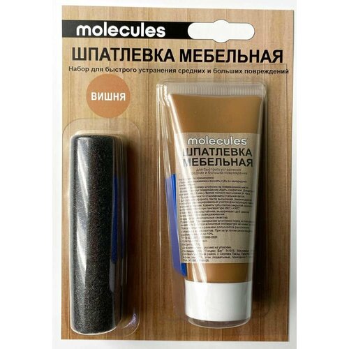 Молекула шпаклёвка для мебели со шпателем вишня (55 г) / MOLECULES шпатлёвка мебельная со шпателем для устранения повреждений вишня (55 г) вишневый