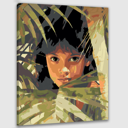 Картина по номерам 50х40 Девочка в пальмах