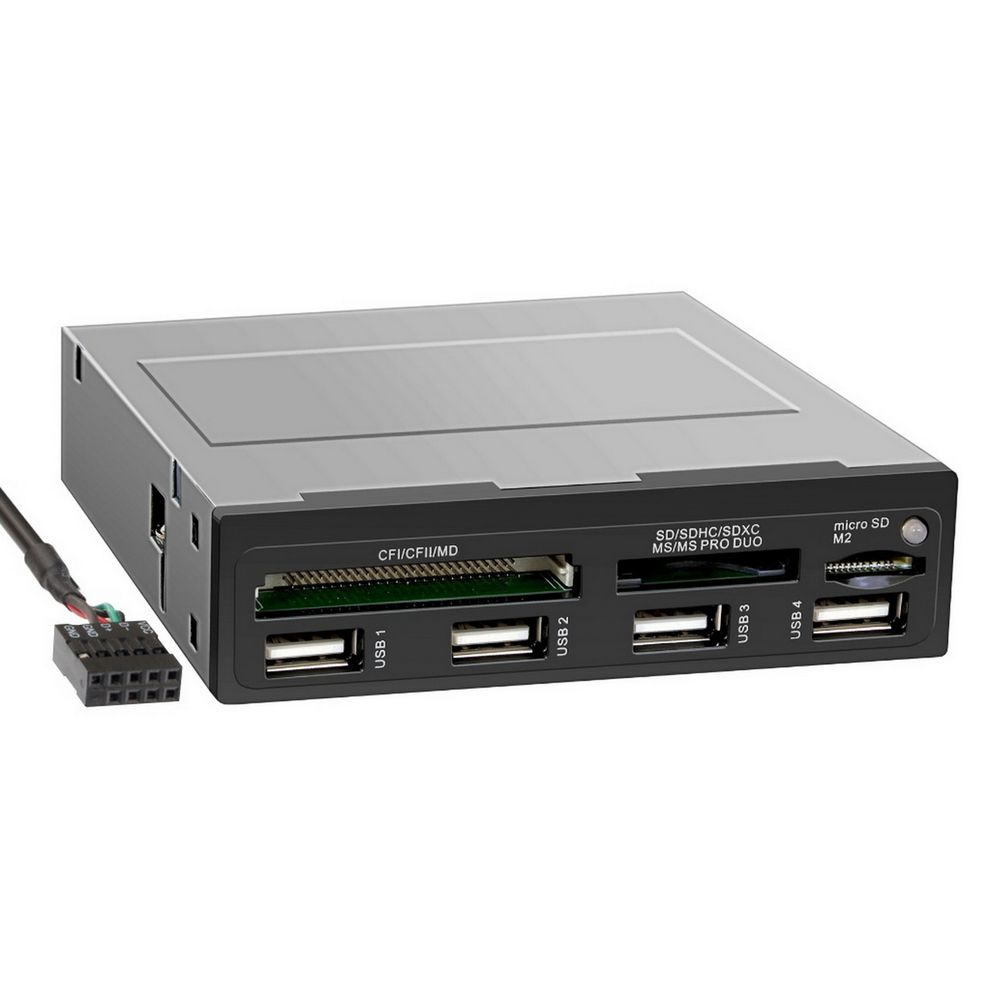 КартРидер Speed Dragon "Устройство считывания USB 2.0 Card reader SDXC/SD/SDHC/MMC/MS/microSD/M2 + 4х USB 2.0 HUB, 3.5" (черный) (GR-137U/B/LE)