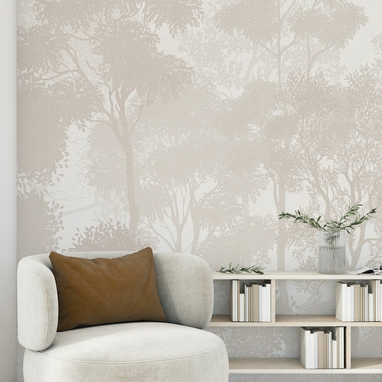 фото Фотообои/ F-486 Пепельно-бежевый лес-3 200х270 см
