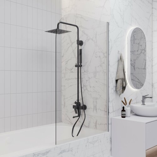 Душевая шторка на ванну Enio Cento EN7020514 85x140 профиль хром стекло прозрачное распашная 12750₽