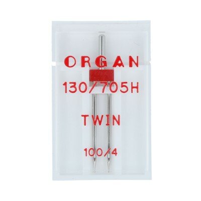 Иглы для швейной машины ORGAN 100/4, 1 шт, в пенале, двойные