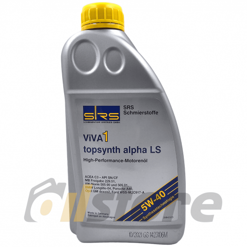 Моторное масло SRS VIVA 1 topsynth alpha LS 5W-40, 1л