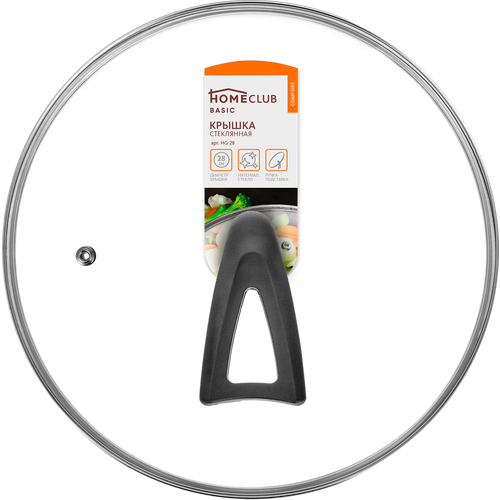 Крышка HOMECLUB Comfort 28см стеклянная ручка-подставка Арт HG-28 654₽