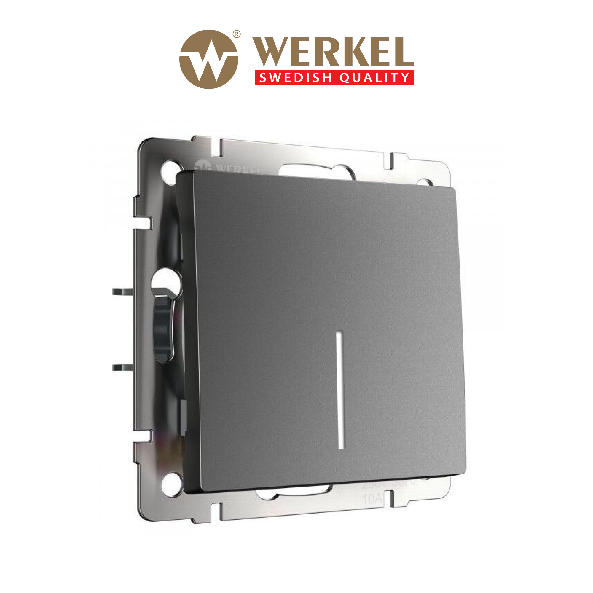 Проходной выключатель/переключатель одноклавишный с подсветкой Werkel W1112164 графит матовый IP20