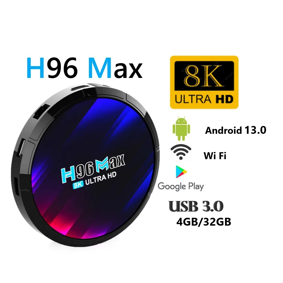 Смарт ТВ приставка Android smart TV box H96 Max 8K ultra HD 4 гб озу 32GB wi fi 5G