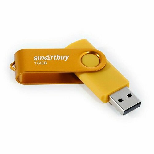 Флешка Smartbuy Twist, 16 Гб, USB 2.0, чт до 25 Мб/с, зап до 15 Мб/с, желтая флешка smartbuy twist 16 гб usb 2 0 чт до 25 мб с зап до 15 мб с черная