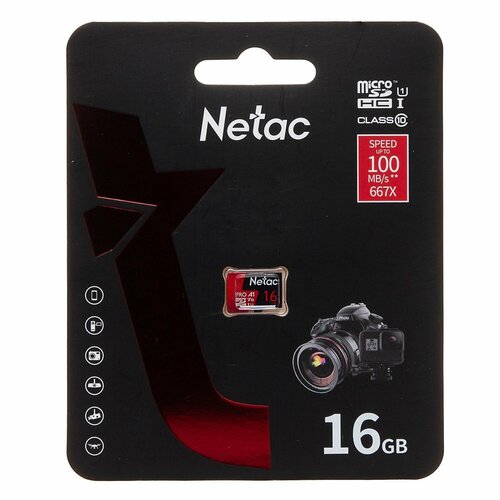 Карта памяти Netac P500 Extreme Pro UHS-I MicroSD, 16 Гб, без адаптера, class 10, 1 шт netac p500 extreme pro 64гб
