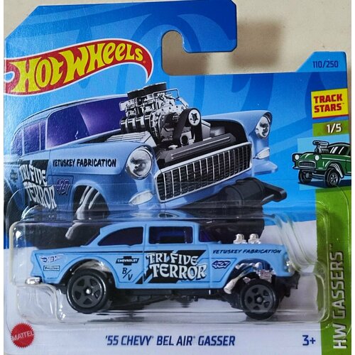 Hot Wheels Машинка базовой коллекции `55 CHEVY BEL AIR GASSER голубая 5785/HKK26 машинка металл 31533 1 24 sp b 2021 chevy tahoe new