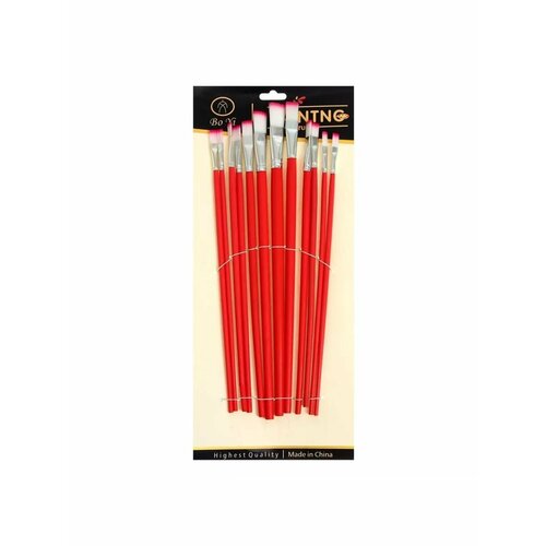 Набор кистей Нейлон плоские 12 штук 1 - 12 736₽