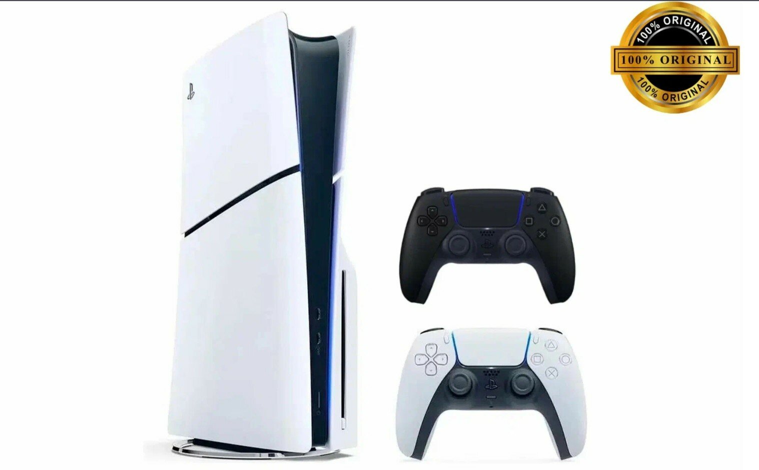 Игровая приставка Sony PlayStation 5 Slim, с дисководом, 1 ТБ, два геймпада (белый и черный)