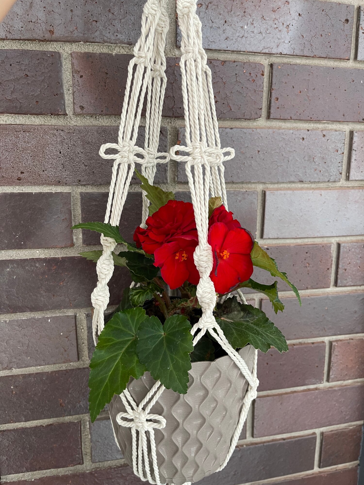 фото Кашпо для цветов подвесное, макраме (длина 86-90 см. диаметр горшка до 18 см.)