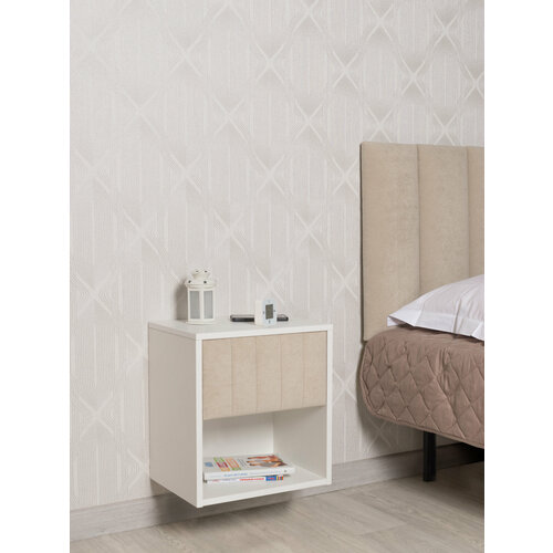 Тумба прикроватная подвесная с полкой Puffsib белаябежевая 4800₽