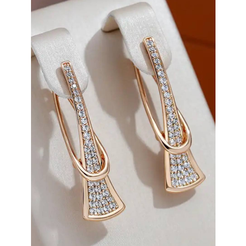 Комплект бижутерии XINQUAN jewelry: серьги, циркон, золотистый