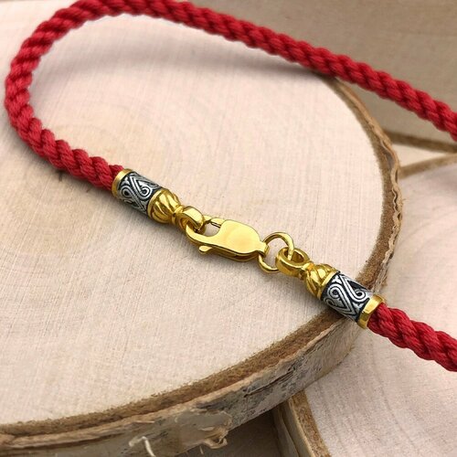 Браслет-нить Русские Мастерские, серебро, 925 проба, чернение, золочение, оксидирование, длина 17 см., золотистый