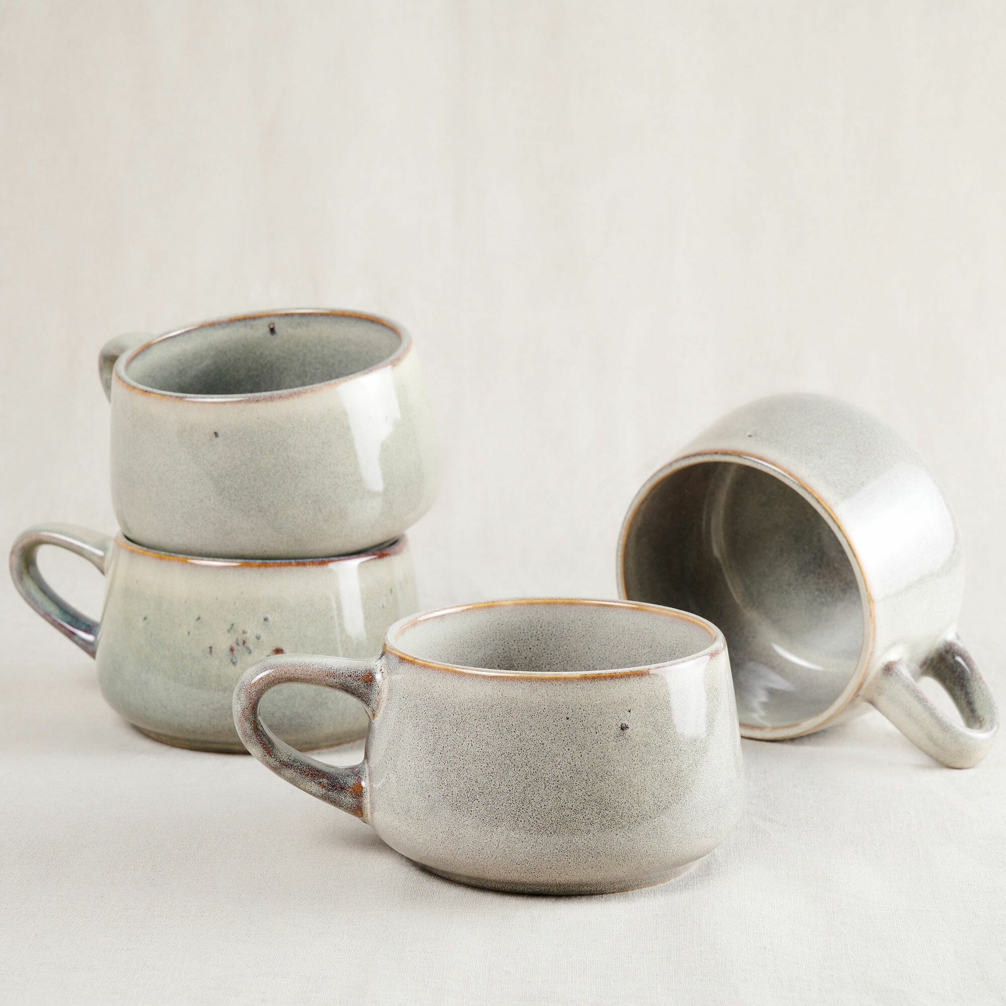 фото Набор кружек, керамические чашки для чая и кофе, большие кружки 400 мл. 4 шт.