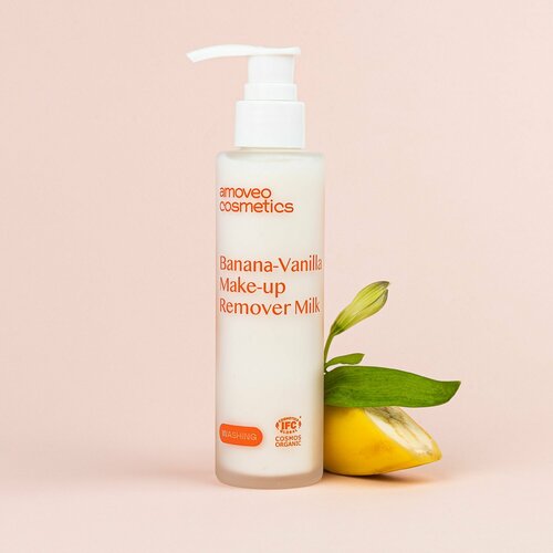 Органическое очищающее бананово - ванильное молочко для снятия макияжа AMOVEO COSMETICS / очищение кожи / умывание
