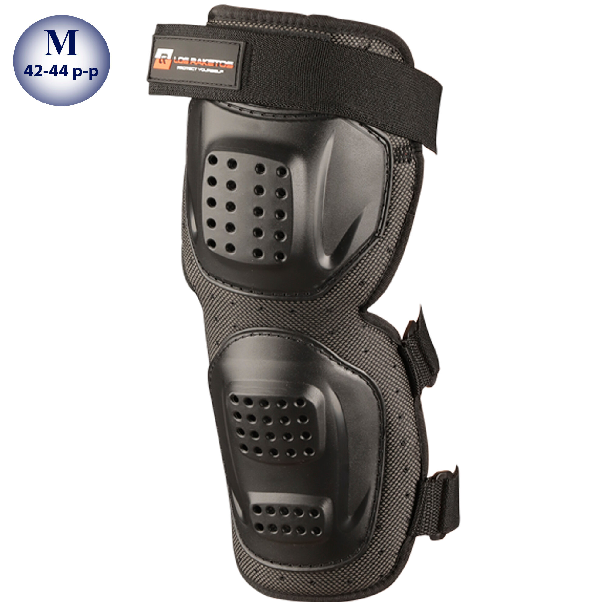 Защита колена и голени MXK-001/M 44-46 р-р. черный/ три ремня фиксации, цельная