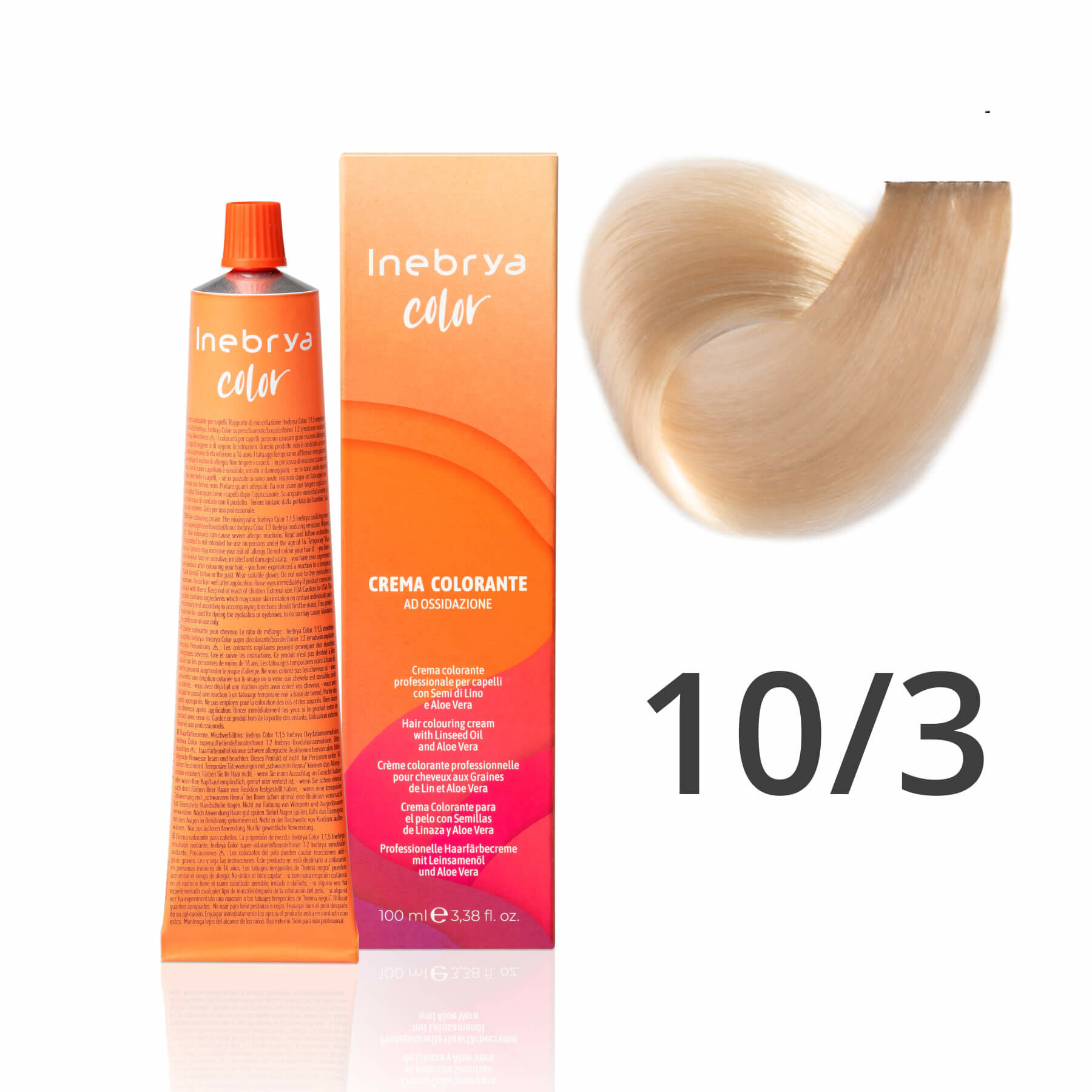 Крем - краска для волос профессиональная Inebrya Color Professional 10/3 Светлый блонд Золотистый 100 мл