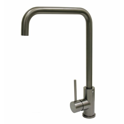 Смеситель NAVAQ однорукий д/кухни, серый, нерж. сталь, бок. ручка