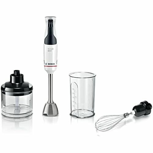 Bosch Electrom nager MSM4W421 ErgoMaster Series 4, ручной блендер, двигатель 800 Вт, регулировка скорости, система смешивания QuattroBlade, в комплекте аксессуары, белый