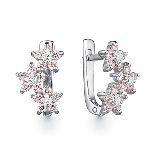 Серьги Dewi, серебро, 925 проба, родирование, фианит, размер 10 мм, длина 1.1 см, , серебряный
