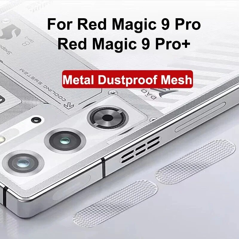 Для Red Magic 9 10 Pro Plus пылезащитная сетка для телефона, наклейки RedMagic 9Pro, отверстие для динамика, защита от пыли, металлическая сетка, пылезащитный чехол, Черный, Red Magic 9 Pro — фото 1