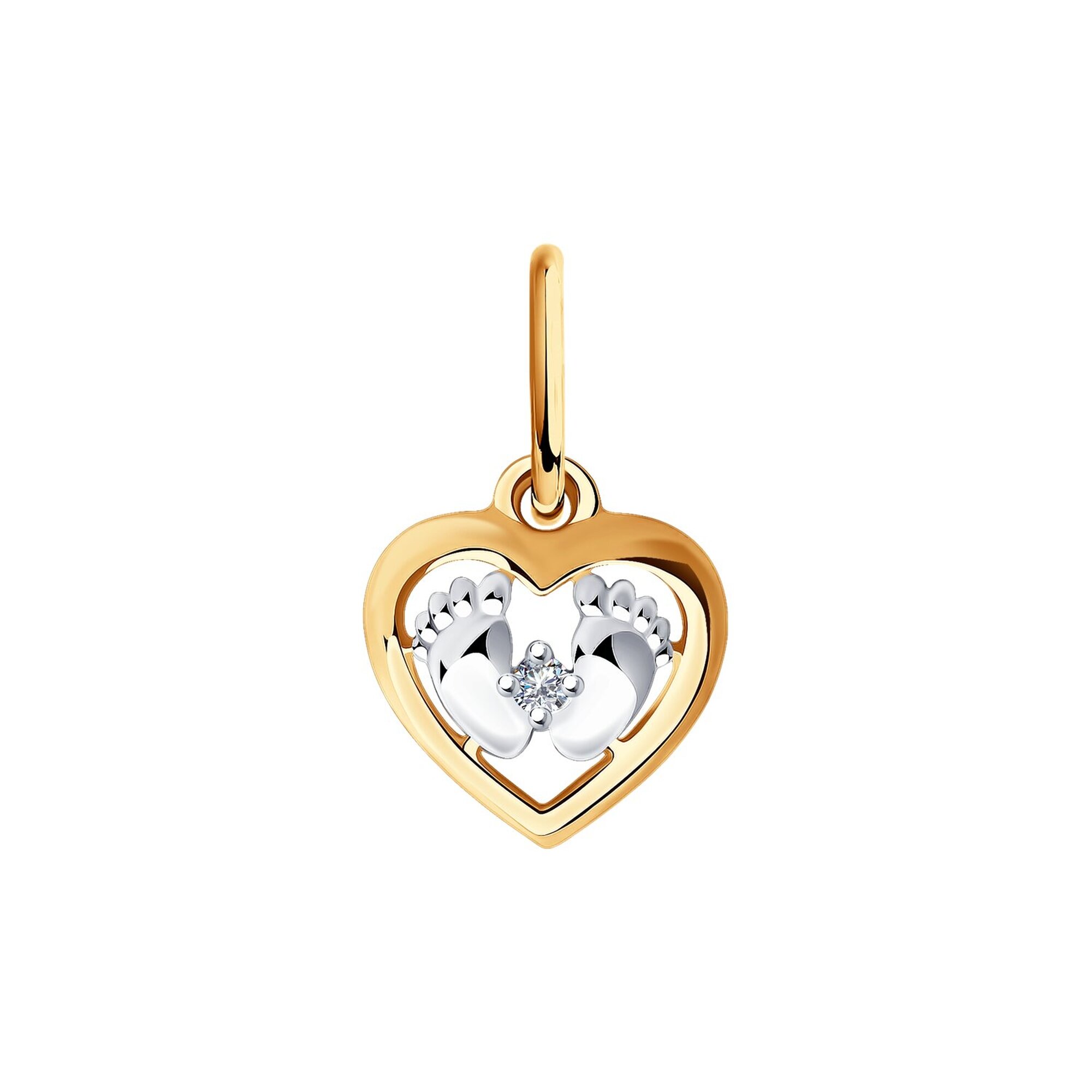 Подвеска Diamant online, красное золото, 585 проба, бриллиант