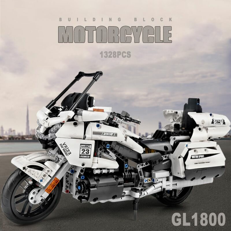 Конструктор Пластиковый Мотоцикл Honda Gold Wing GL1800 / 1328 деталей / Игрушка для мальчика.