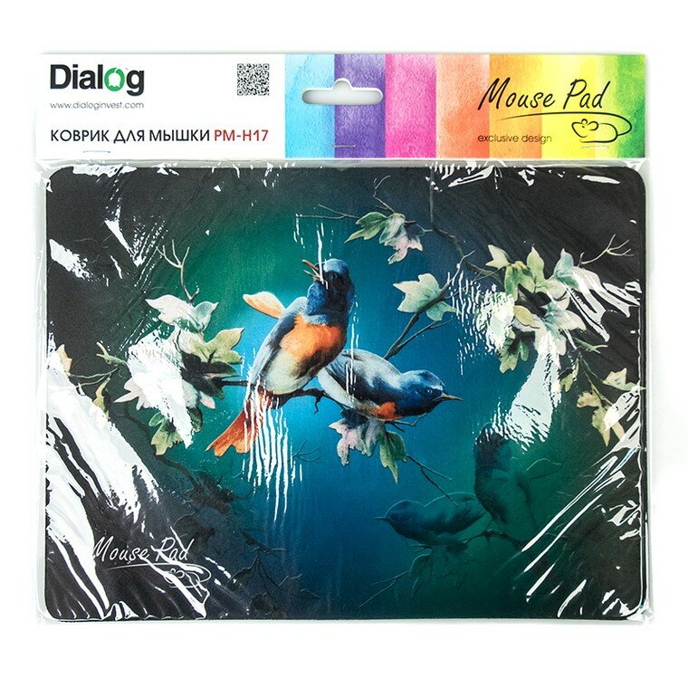 Коврик для мыши Dialog PM-H17 bird black с цветными птицами — фото 1