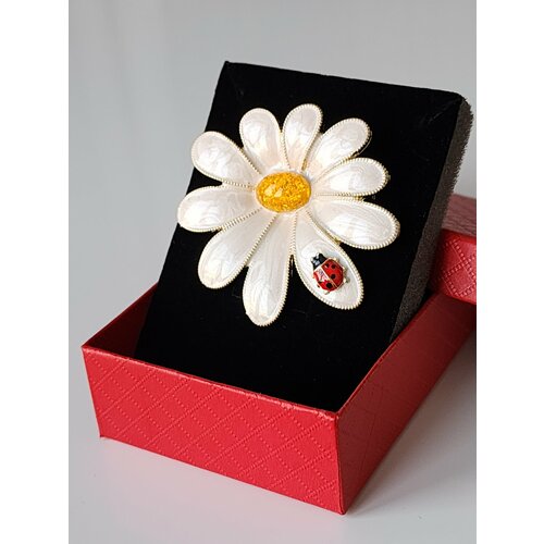 Брошь, стекло, 1 шт., белый