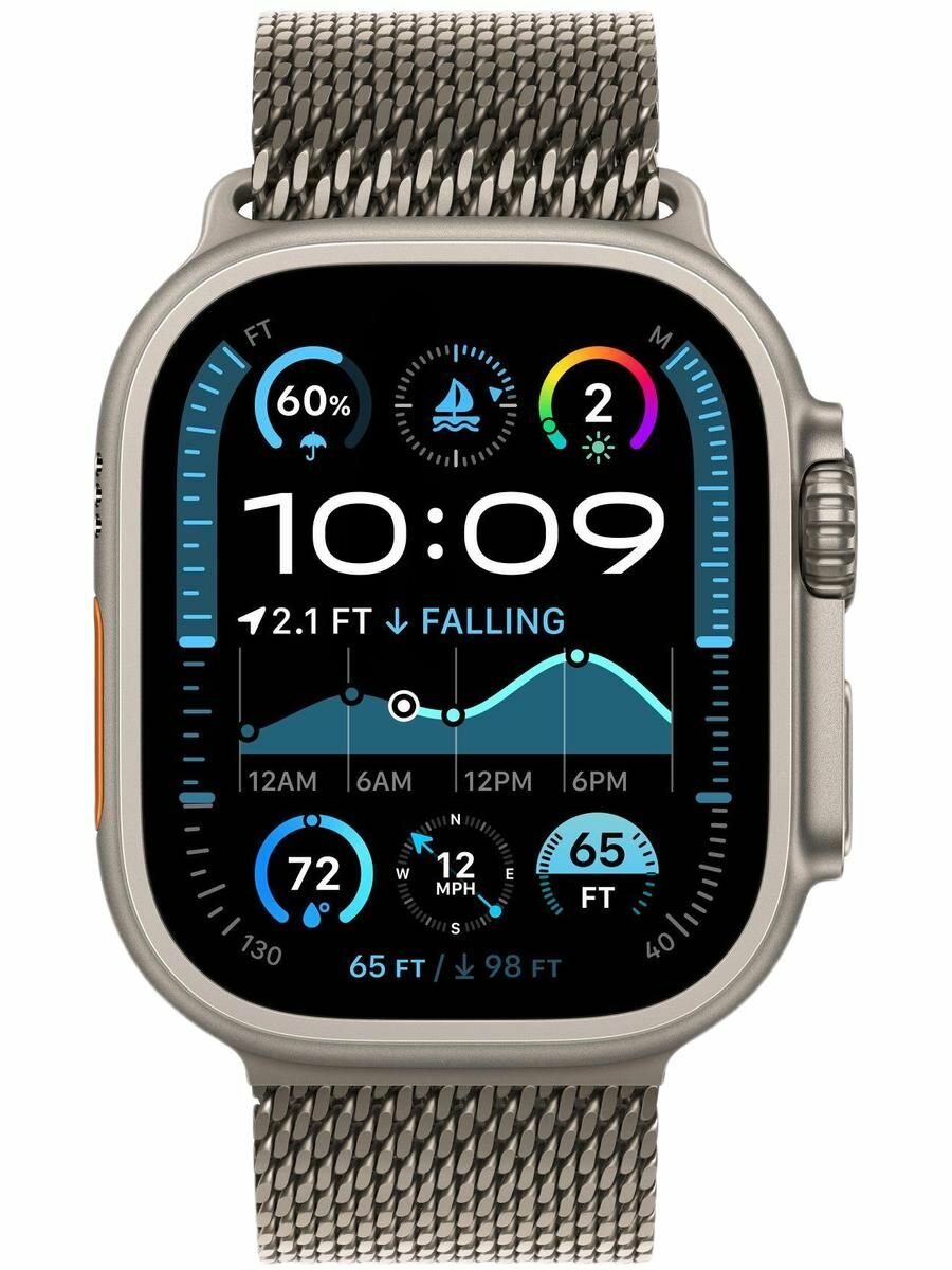 Титановый ремешок для Apple Watch 49 / 45 / 44 mm Natural Titanium Milanese Loop OEM — фото 1