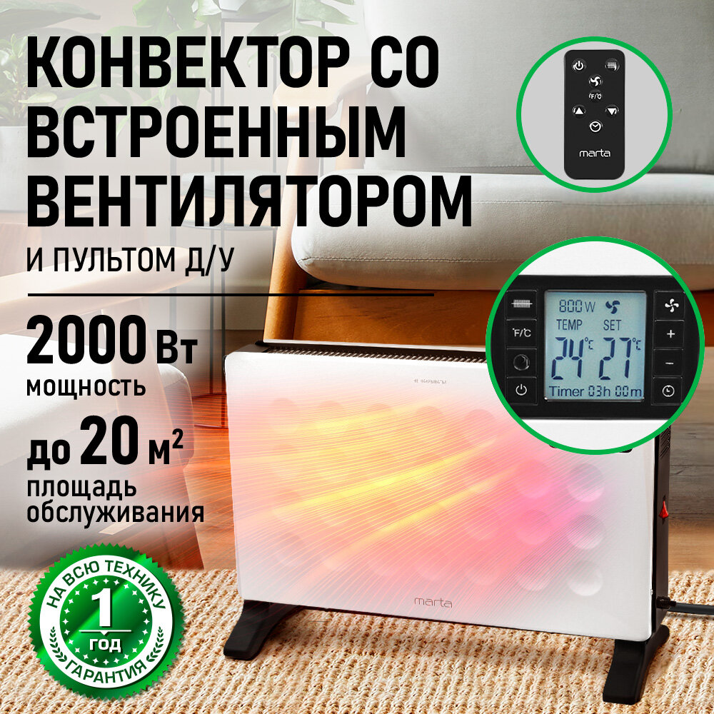 Обогреватель конвектор электрический MARTA MT-CH2454A белый