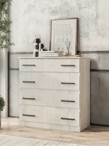 Изображение товара ARNIKA Комод с ящиками для одежды Стандарт №6, Дуб крафт белый, 88.2х46х92 см