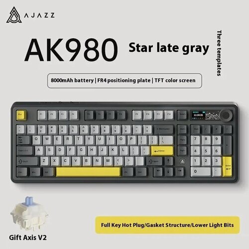 Изображение товара Игровая клавиатура AJAZZ AK980 Gift Switch V2, с подсветкой, механическая, беспроводная, Русская раскладка