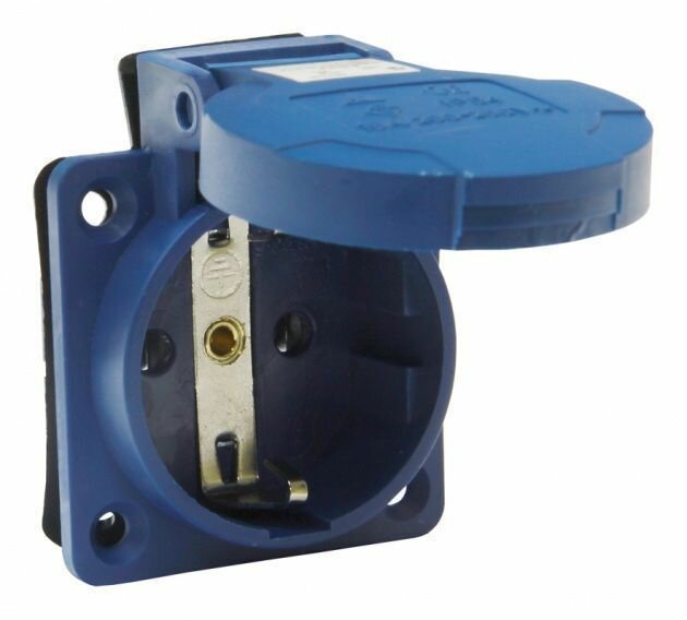 Розетка панельная РП10-3 скрытая с крышкой IP44 16А 2Р+РЕ 220В TDM*