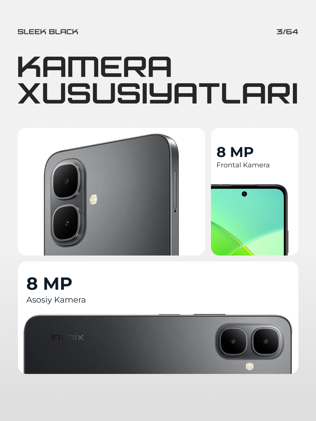 Смартфон Infinix Smart 10, 4/128 GB, диагональ 6.7", 120 Hz Sleek Black — фото 1