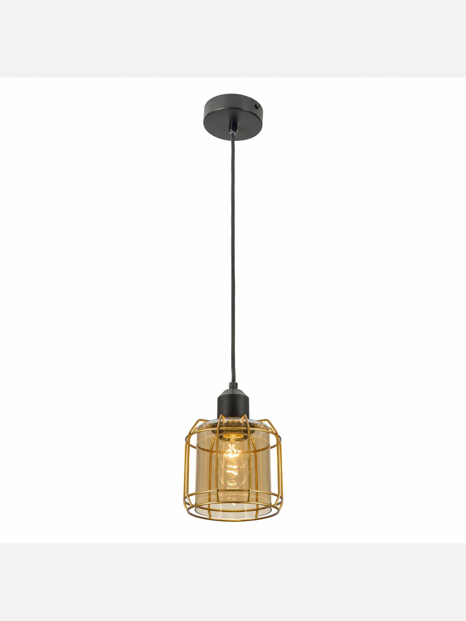 Подвесной светильник Citilux Таверна CL542212 металл и стекло лофт чёрный с бронзой 1 плафон регулируемая высота